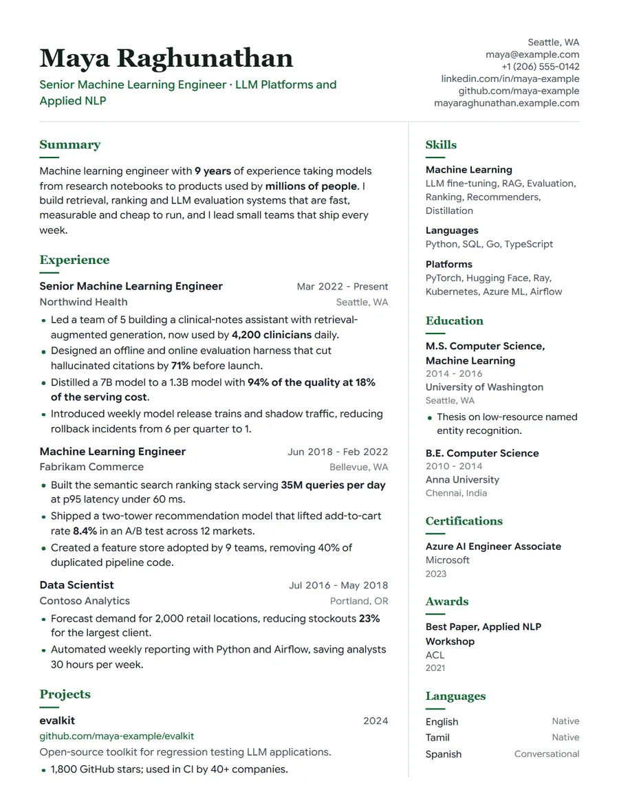 Balance resume template preview